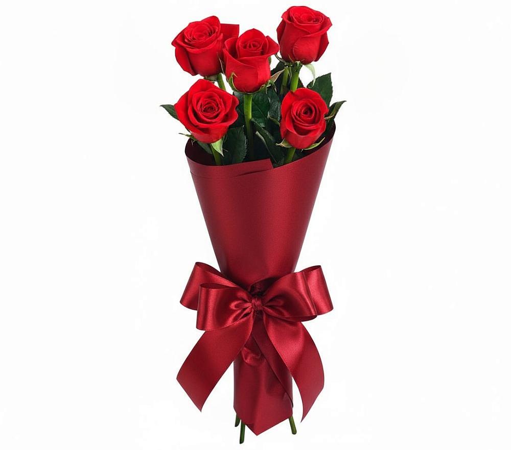 Букет 5 Красных роз Эдлесс Лав в Рощино Челябинская область