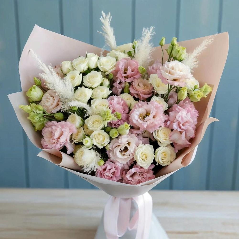 Букет цветов из: Альстромерии и Розы в Рощино Челябинская область