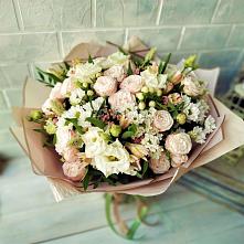 Букет цветов из:  Альстромерии, Розы и Хризантемы #REPLACE_PRED# Рощино Челябинская область