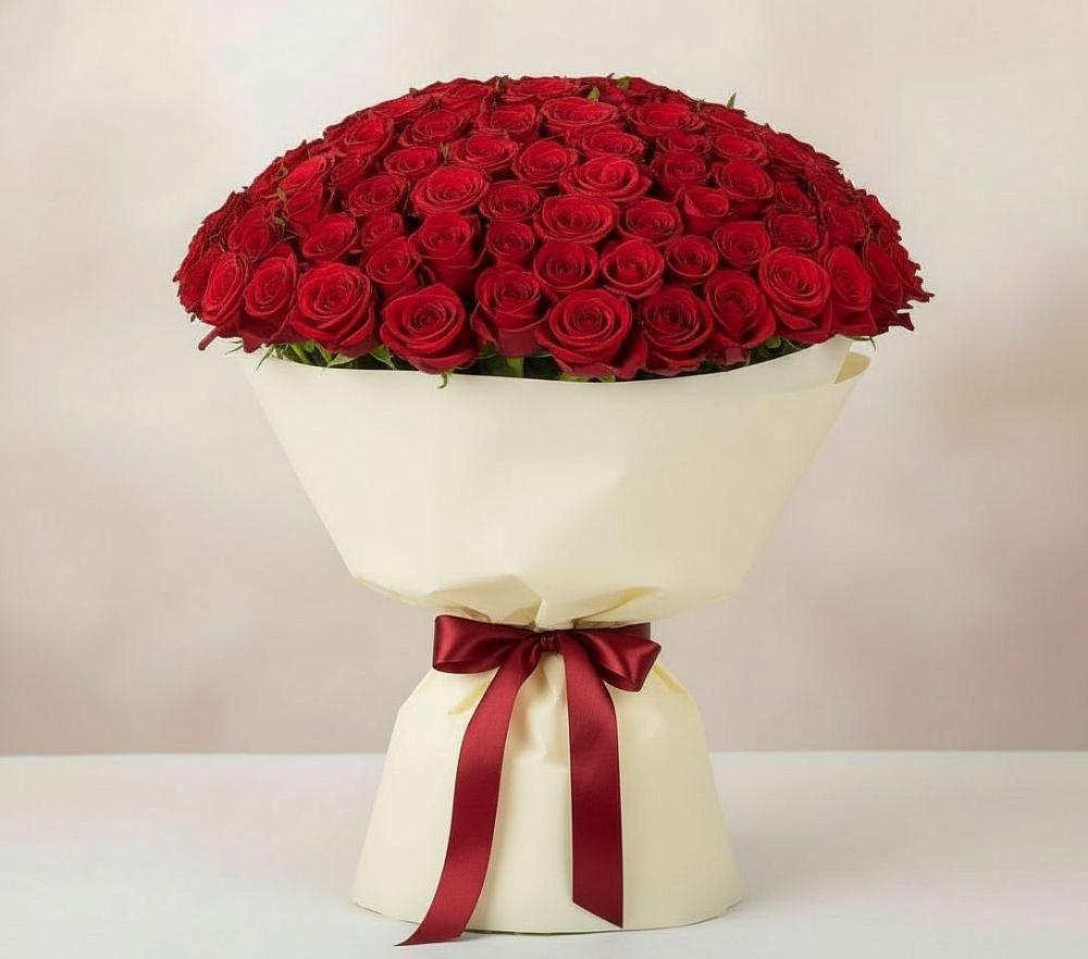 Букет 101 Красная роза Милано в Рощино Челябинская область