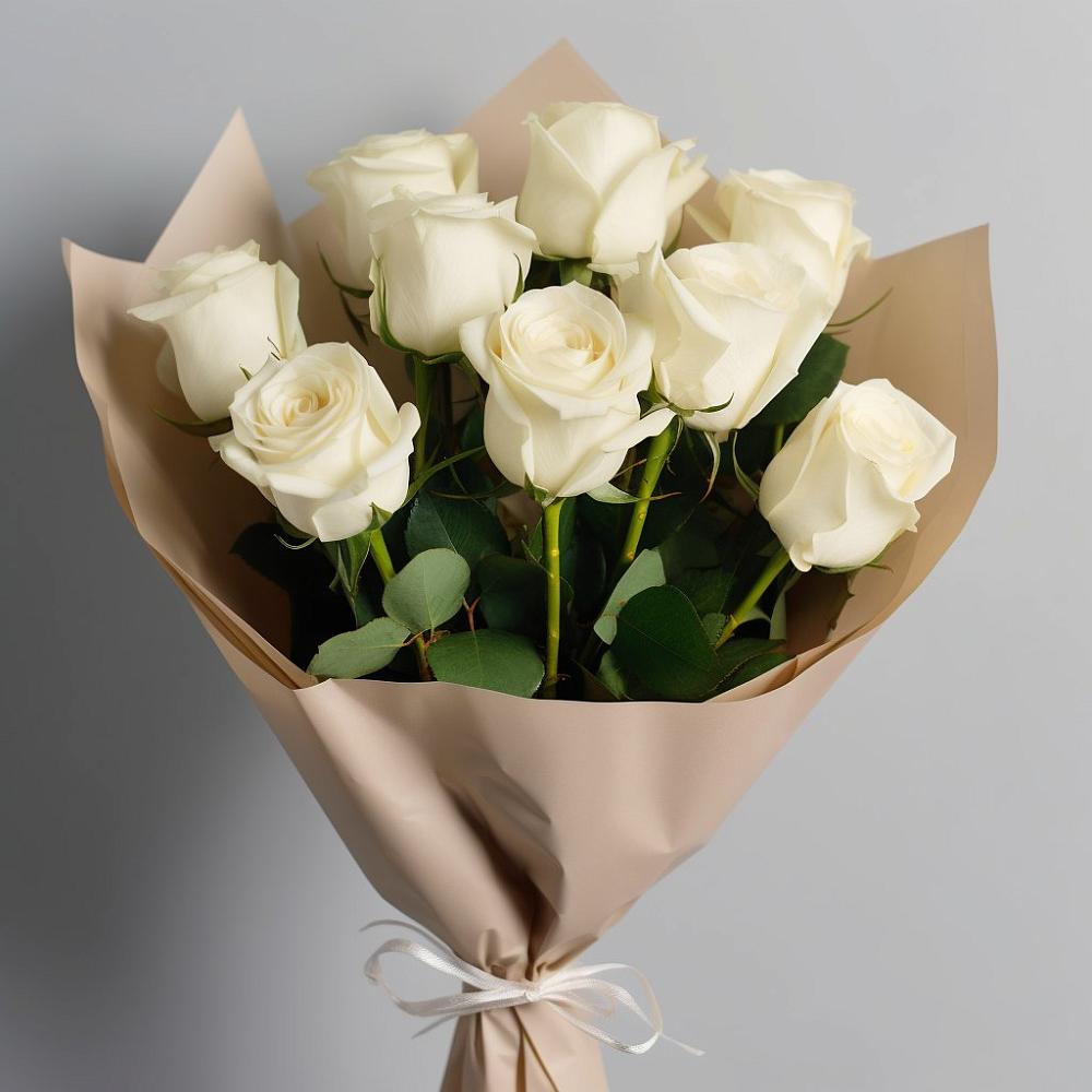 Букет 9 Белых роз Эдлесс Лав в Рощино Челябинская область