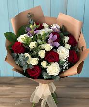 Букет цветов из:  Розы и Альстромерии в Рощино Челябинская область