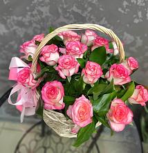 Цветочная композиция из Розы в корзине #REPLACE_PRED# Рощино Челябинская область