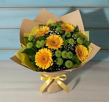 Букет цветов из:  Герберы и Хризантемы #REPLACE_PRED# Рощино Челябинская область