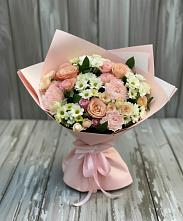 Букет цветов из:  Гвоздики, Розы и Хризантемы в Рощино Челябинская область