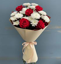 Букет цветов из:  Розы и Хризантемы в Рощино Челябинская область