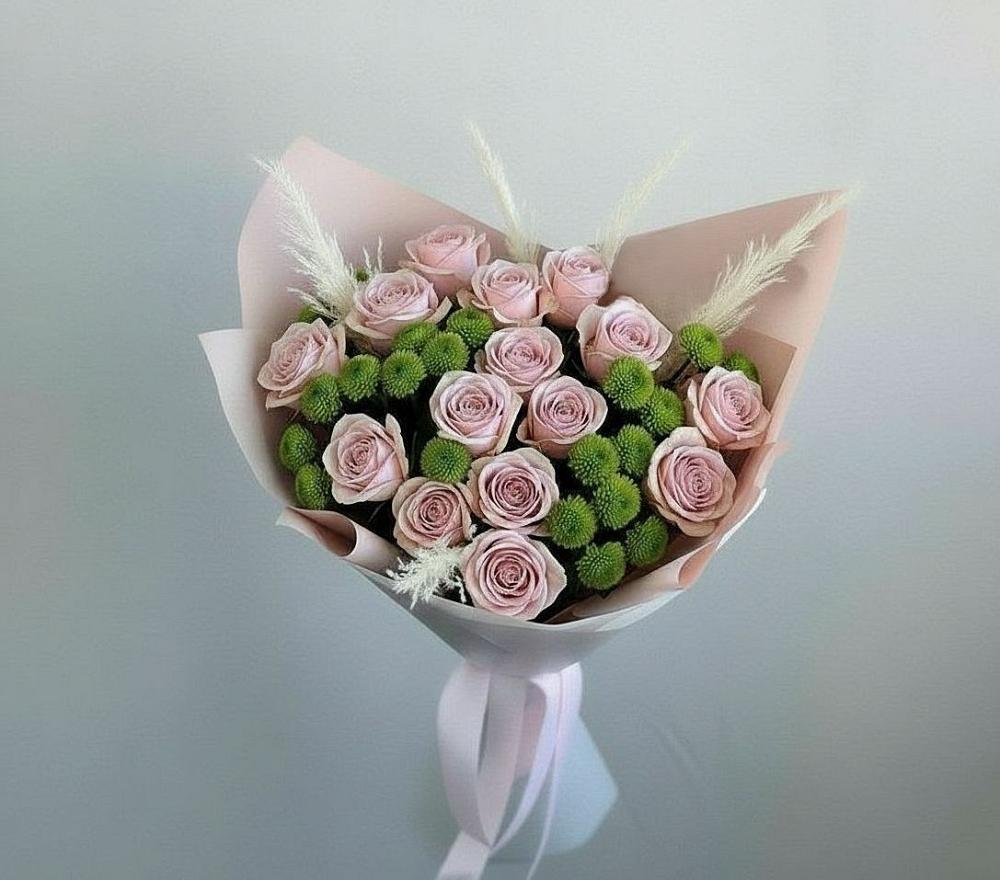 Букет цветов из: Розы и Хризантемы в Рощино Челябинская область