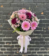 Букет цветов из:  Герберы и Хризантемы в Рощино Челябинская область