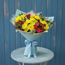 Букет цветов из:  Альстромерии и Хризантемы в Рощино Челябинская область