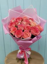 Букет 15 Розовых роз Равель в Рощино Челябинская область